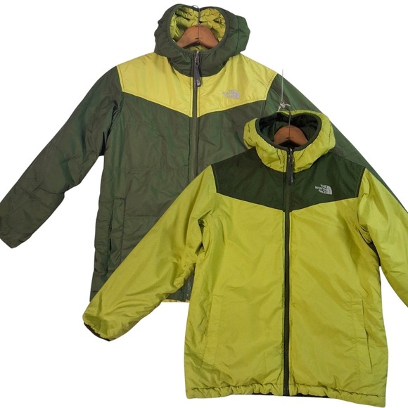 The North Face Other - The North Face Boys Reversible Insulated Jacket Green Lime Hooded Boys M 10/12